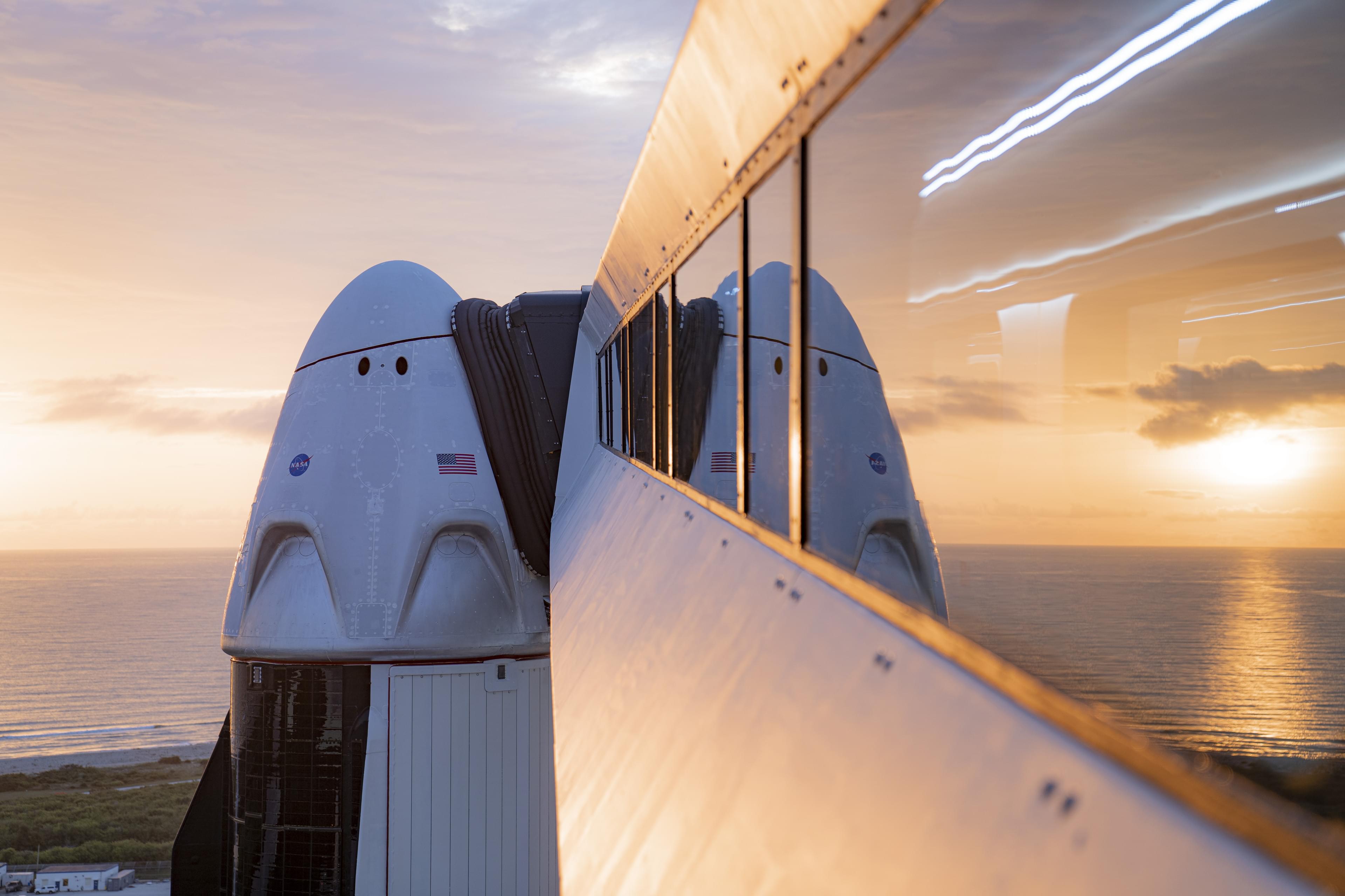 Dragon on pad at Launch Complex 39A